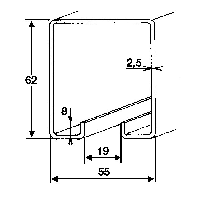 Rail Galva 62X55 MM Barre de 6M 6255GE/600 référence fournisseur 1850060